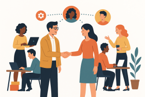 797a801552e28dbab7f3deedbb12b64a - Apartment Japan A person interacting with diverse people in a coworking space